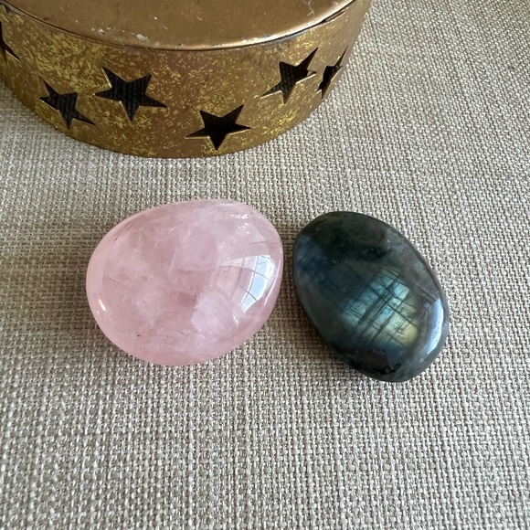 Other - Rose Quartz and Laborite Palm Stone Small